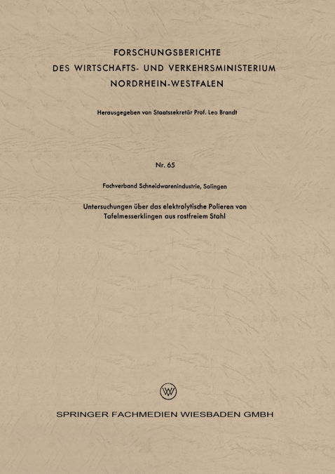 Untersuchungen über das elektrolytische Polieren von Tafelmesserklingen aus rostfreiem Stahl