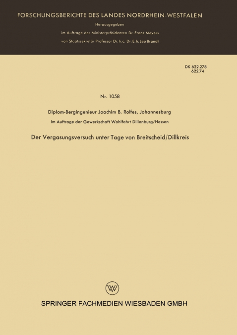 Der Vergasungsversuch Unter Tage Von Breitscheid/Dillkreis