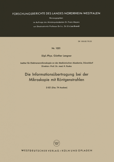 Die Informationsübertragung bei der Mikroskopie mit Röntgenstrahlen