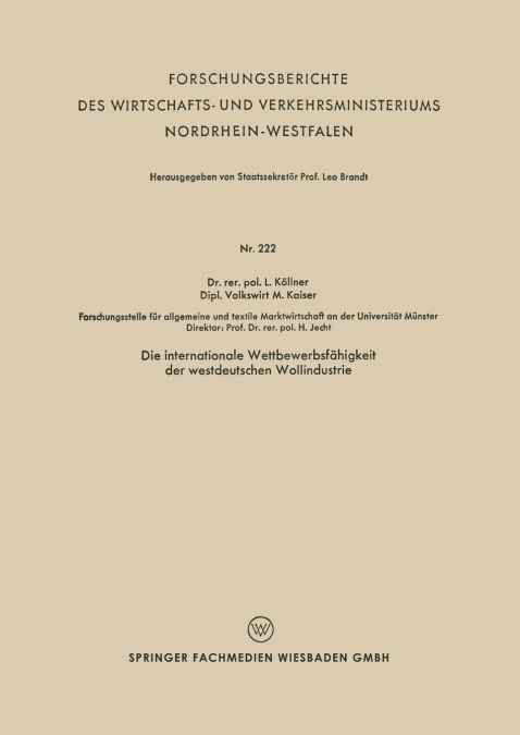 Die Internationale Wettbewerbsfahigkeit Der Westdeutschen Wollindustrie