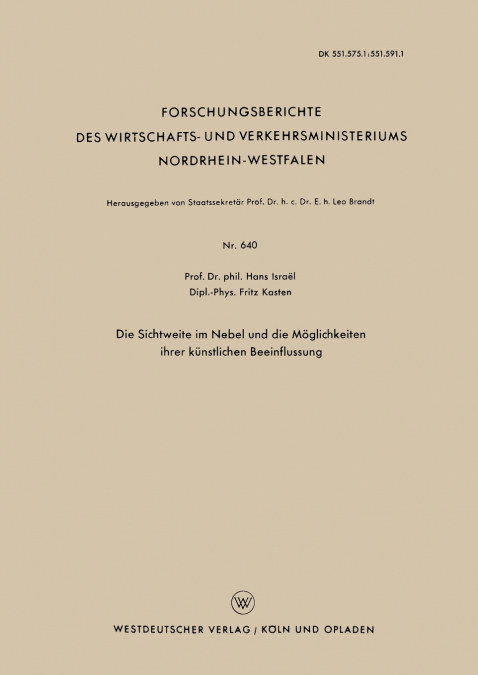 Die Sichtweite Im Nebel Und Die Moglichkeiten Ihrer Kunstlichen Beeinflussung