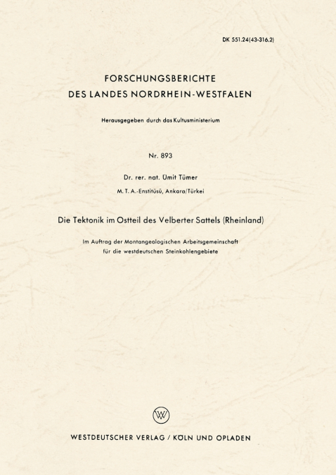Die Tektonik Im Ostteil Des Velberter Sattels (Rheinland)
