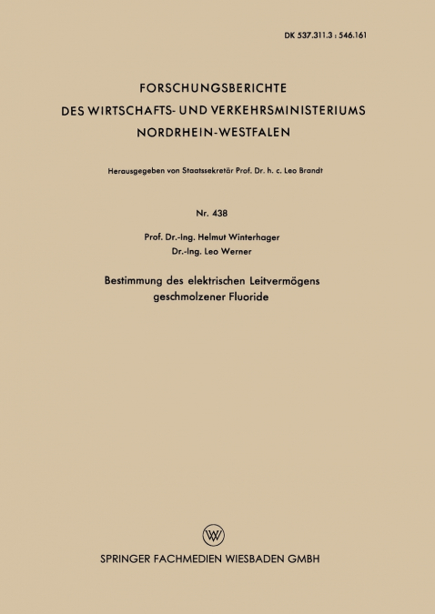 Bestimmung Des Elektrischen Leitvermogens Geschmolzener Fluoride