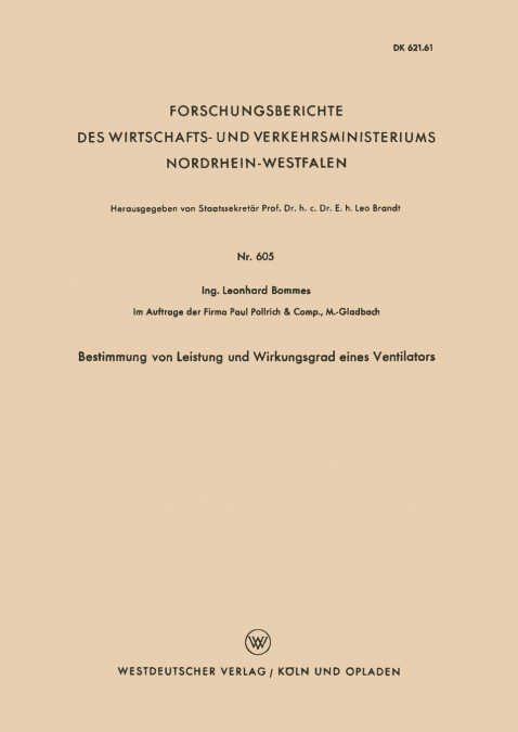 Bestimmung Von Leistung Und Wirkungsgrad Eines Ventilators