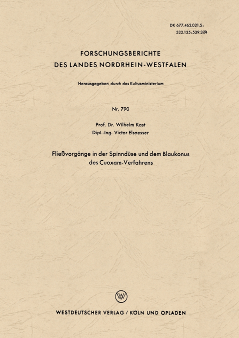 Fließvorgänge in der Spinndüse und dem Blaukonus des Cuoxam-Verfahrens