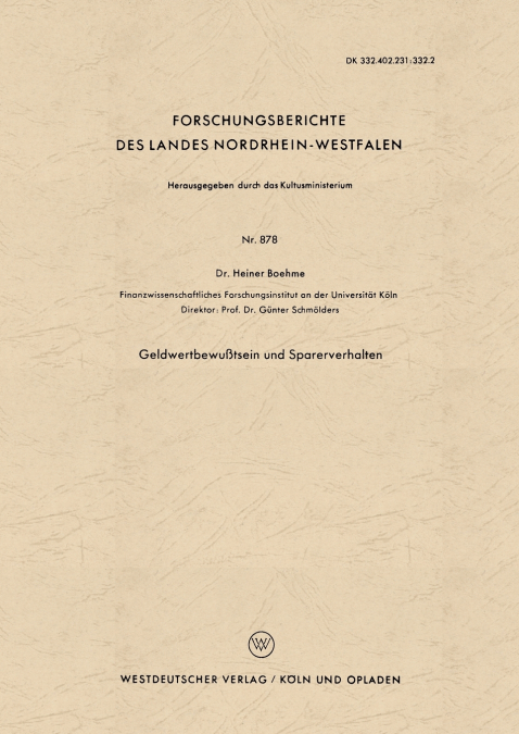 Geldwertbewusstsein Und Sparerverhalten