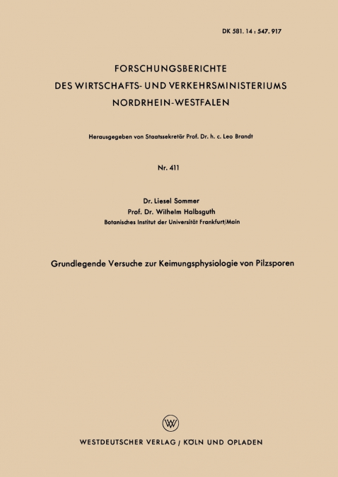 Grundlegende Versuche Zur Keimungsphysiologie Von Pilzsporen