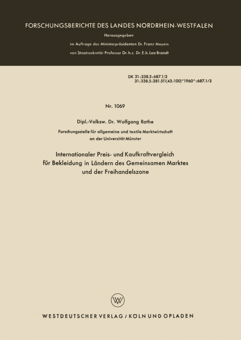 Internationaler Preis- Und Kaufkraftvergleich Fur Bekleidung in Landern Des Gemeinsamen Marktes Und Der Freihandelszone