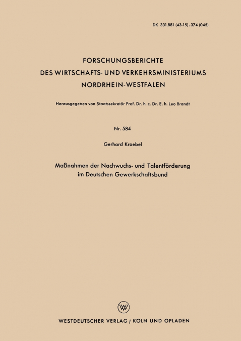 Massnahmen Der Nachwuchs- Und Talentforderung Im Deutschen Gewerkschaftsbund