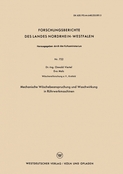 Mechanische Waschebeanspruchung Und Waschwirkung in Ruhrwerkmaschinen
