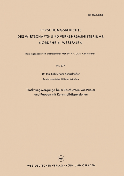 Trocknungsvorgänge beim Beschichten von Papier und Pappen mit Kunststoffdispersionen