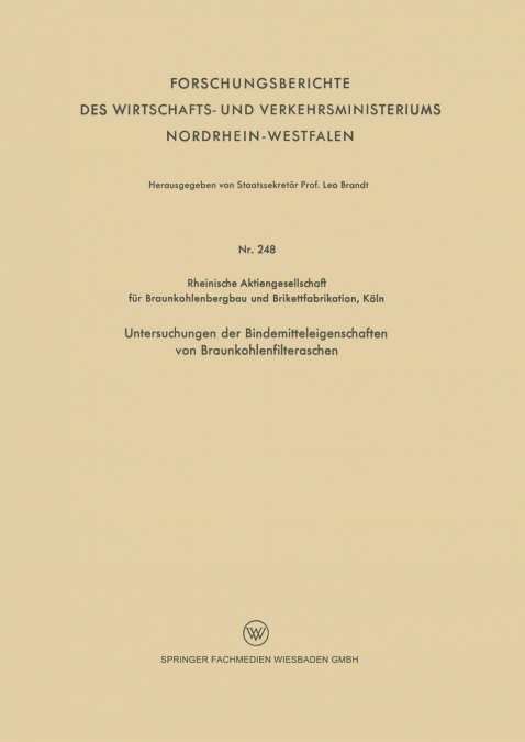 Untersuchungen der Bindemitteleigenschaften von Braunkohlenfilteraschen