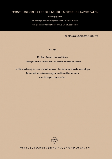 Untersuchungen zur instationären Strömung durch unstetige Querschnittsänderungen in Druckleitungen von Einspritzsystemen