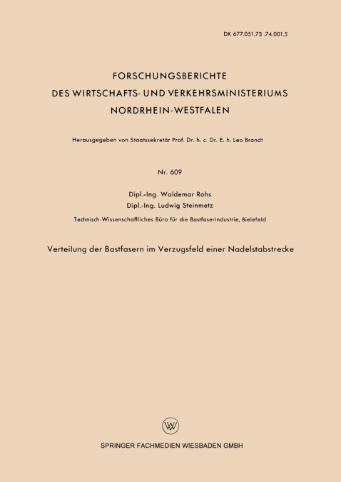 Verteilung Der Bastfasern Im Verzugsfeld Einer Nadelstabstrecke