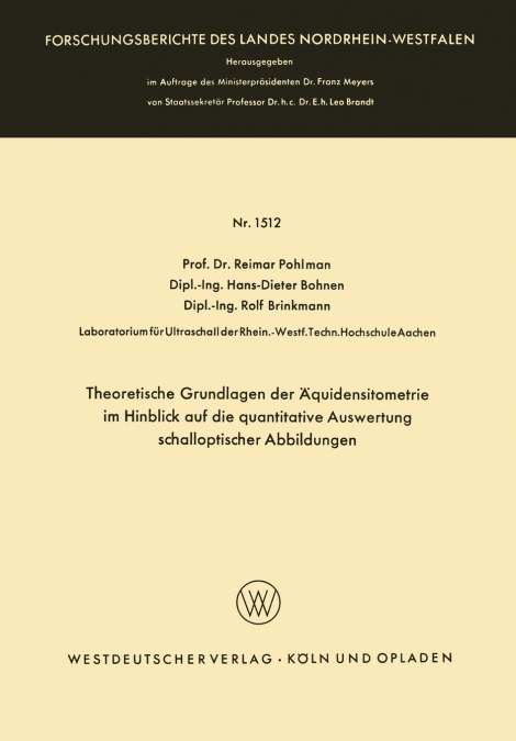 Theoretische Grundlagen der Äquidensitometrie im Hinblick auf die quantitative Auswertung schalloptischer Abbildungen