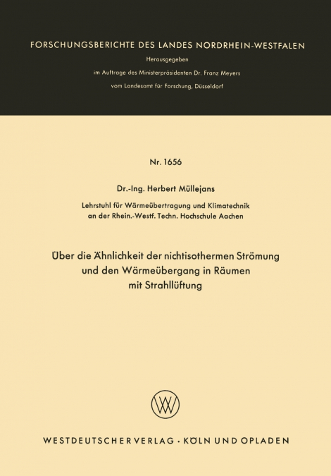 Über die Ähnlichkeit der nichtisothermen Strömung und den Wärmeübergang in Räumen mit Strahllüftung