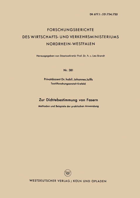 Zur Dichtebestimmung Von Fasern