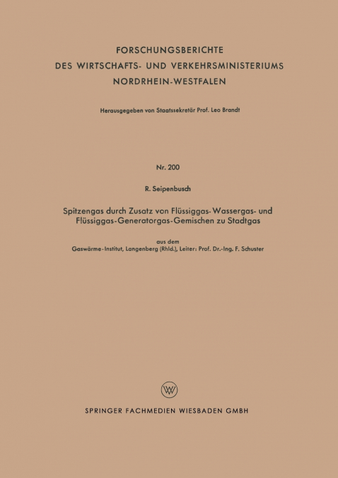 Spitzengas Durch Zusatz Von Flussiggas- Wassergas- Und Flussiggas-Generatorgas-Gemischen Zu Stadtgas