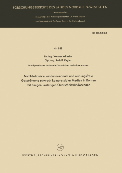Nichtstationäre, eindimensionale und reibungsfreie Gasströmung schwach kompressibler Medien in Rohren mit einigen unstetigen Querschnittsänderungen