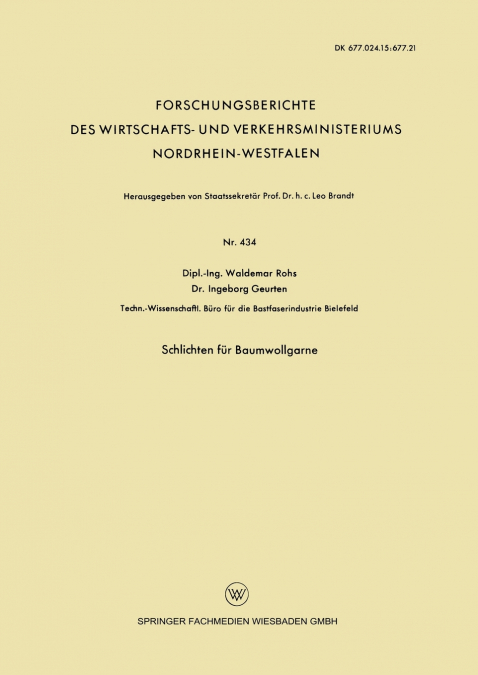 Schlichten Fur Baumwollgarne