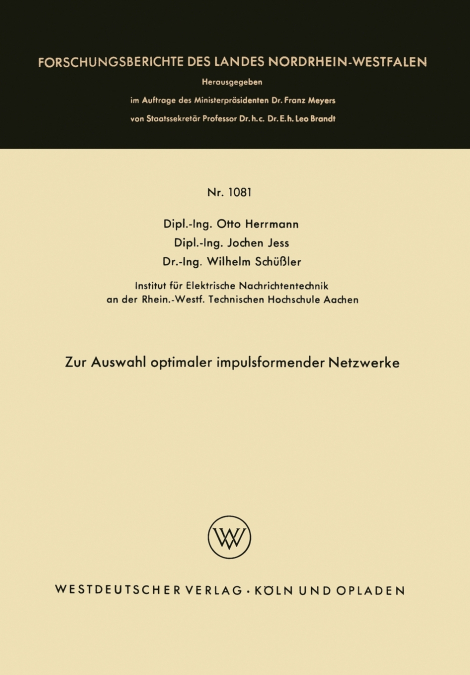 Zur Auswahl optimaler impulsformender Netzwerke