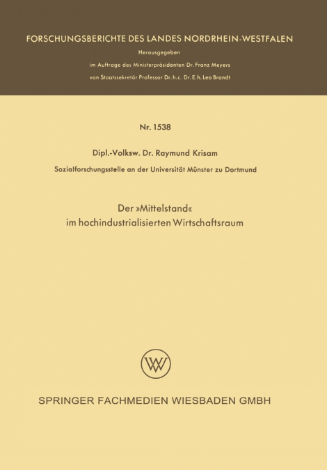 Der Mittelstand Im Hochindustrialisierten Wirtschaftsraum