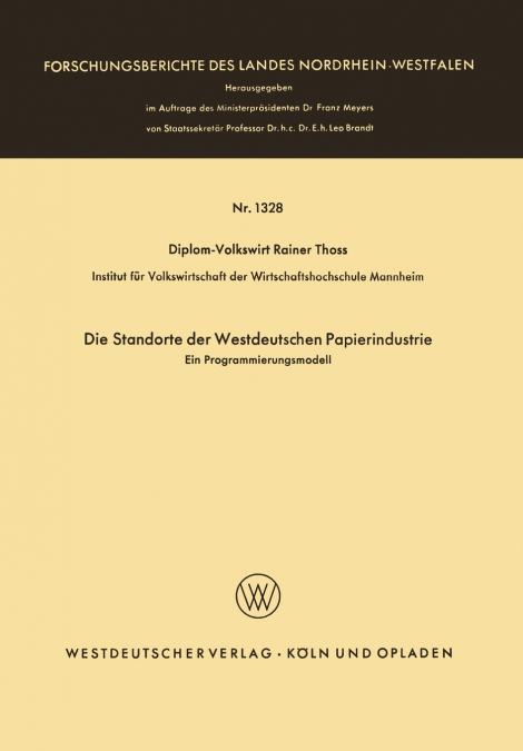 Die Standorte Der Westdeutschen Papierindustrie