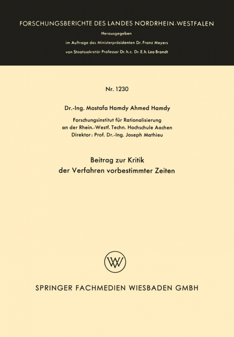 Beitrag zur Kritik der Verfahren vorbestimmter Zeiten