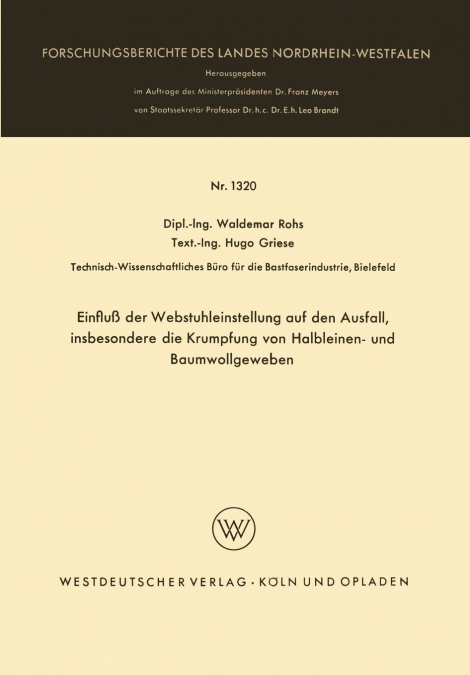 Einfluß der Webstuhleinstellung auf den Ausfall, insbesondere die Krumpfung von Halbleinen- und Baumwollgeweben