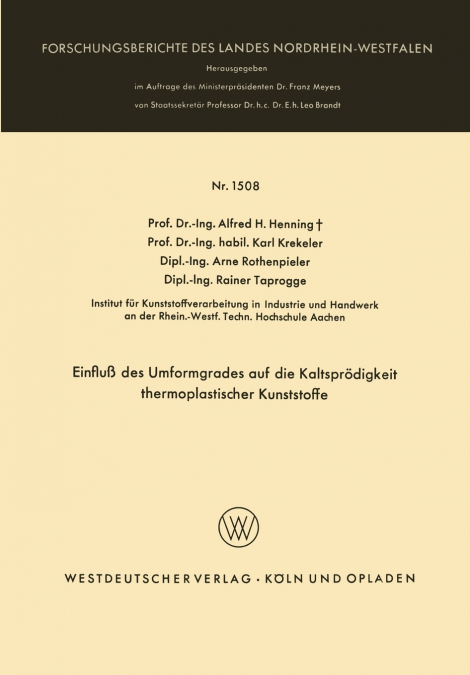 Einfluß des Umformgrades auf die Kaltsprödigkeit thermoplastischer Kunststoffe