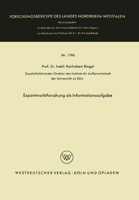 Exportmarktforschung als Informationsaufgabe
