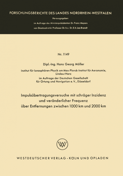 Impulsübertragungsversuche mit schräger Inzidenz und veränderlicher Frequenz über Entfernungen zwischen 1000 km und 2000 km