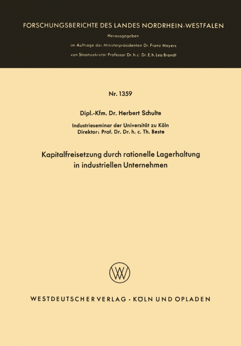 Kapitalfreisetzung durch rationelle Lagerhaltung in industriellen Unternehmen