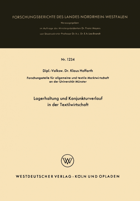 Lagerhaltung und Konjunkturverlauf in der Textilwirtschaft