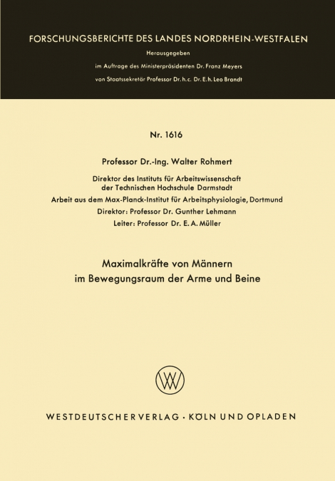 Maximalkräfte von Männern im Bewegungsraum der Arme und Beine