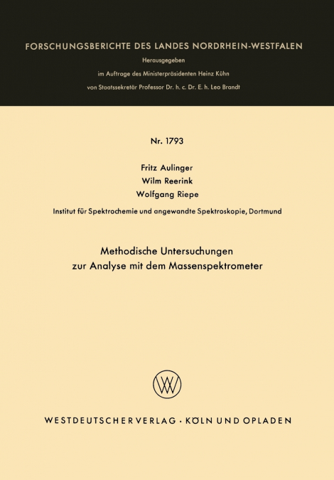 Methodische Untersuchungen zur Analyse mit dem Massenspektrometer
