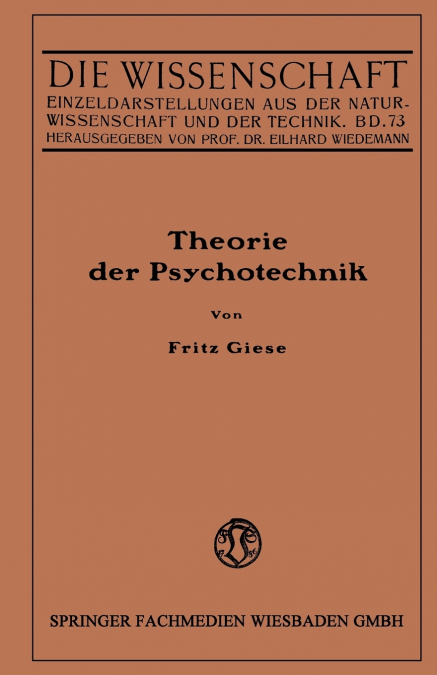 Theorie Der Psychotechnik