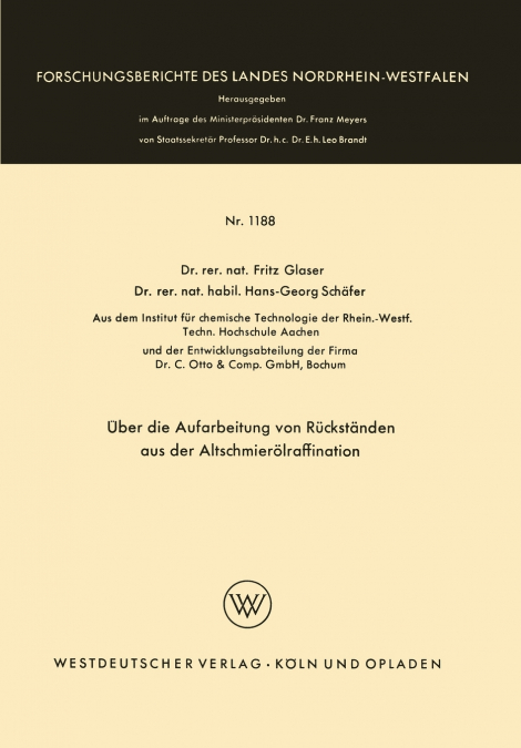 Über die Aufarbeitung von Rückständen aus der Altschmierölraffination