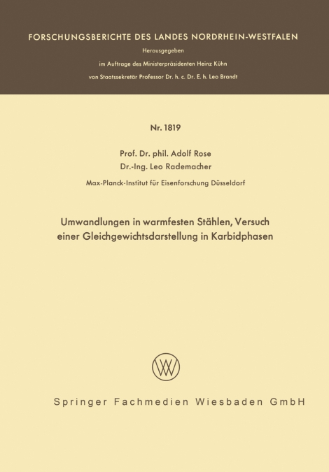 Umwandlungen in Warmfesten Stahlen, Versuch Einer Gleichgewichtsdarstellung Der Karbidphasen
