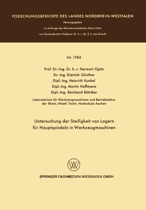 Untersuchung Der Steifigkeit Von Lagern Fur Hauptspindeln in Werkzeugmaschinen