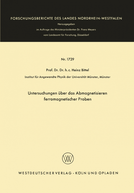 Untersuchungen Uber Das Abmagnetisieren Ferromagnetischer Proben