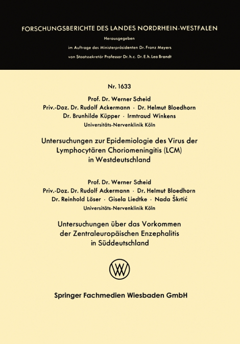 Untersuchungen zur Epidemiologie des Virus der Lymphocytären Choriomeningitis (LCM) in Westdeutschland