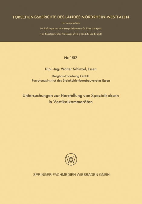 Untersuchungen Zur Herstellung Von Spezialkoksen in Vertikalkammerofen