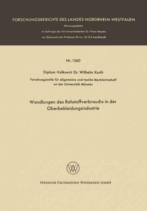 Wandlungen des Rohstoffverbrauchs in der Oberbekleidungsindustrie