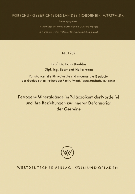 Petrogene Mineralgange Im Palaozoikum Der Nordeifel Und Ihre Beziehungen Zur Inneren Deformation Der Gesteine