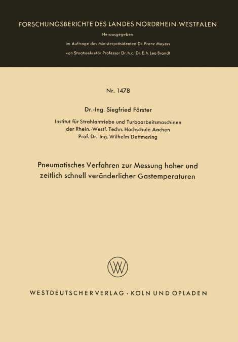 Pneumatisches Verfahren zur Messung hoher und zeitlich schnell veränderlicher Gastemperaturen