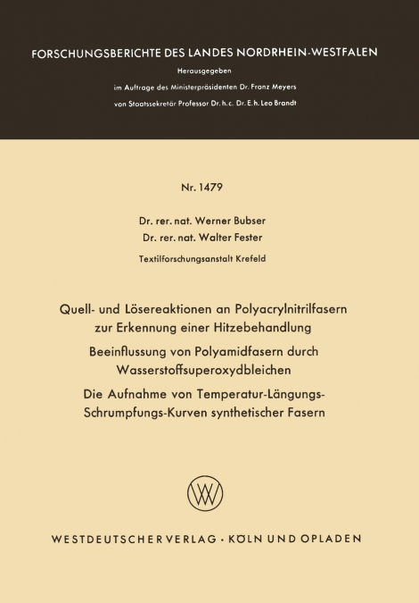 Quell- Und Losereaktionen an Polyacrylnitrilfasern Zur Erkennung Einer Hitzebehandlung. Beeinflussung Von Polyamidfasern Durch Wasserstoffsuperoxydble