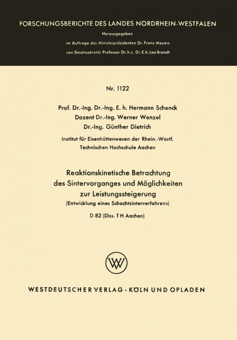 Reaktionskinetische Betrachtung des Sintervorganges und Möglichkeiten zur Leistungssteigerung