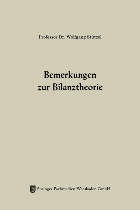 Bemerkungen zur Bilanztheorie