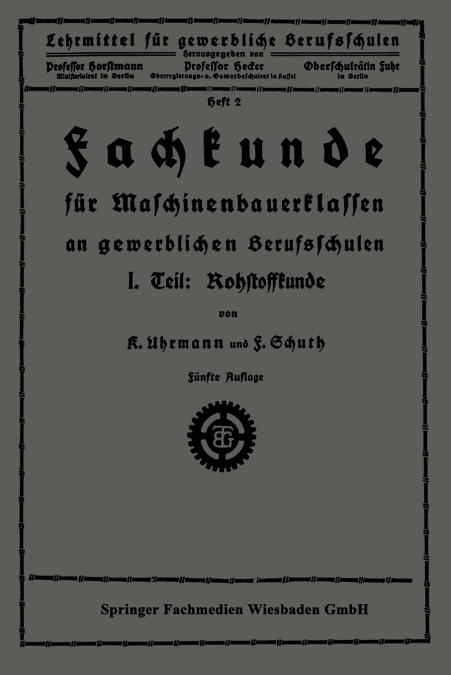 Fachkunde Fur Maschinenbauerklassen an Gewerblichen Berufsschulen